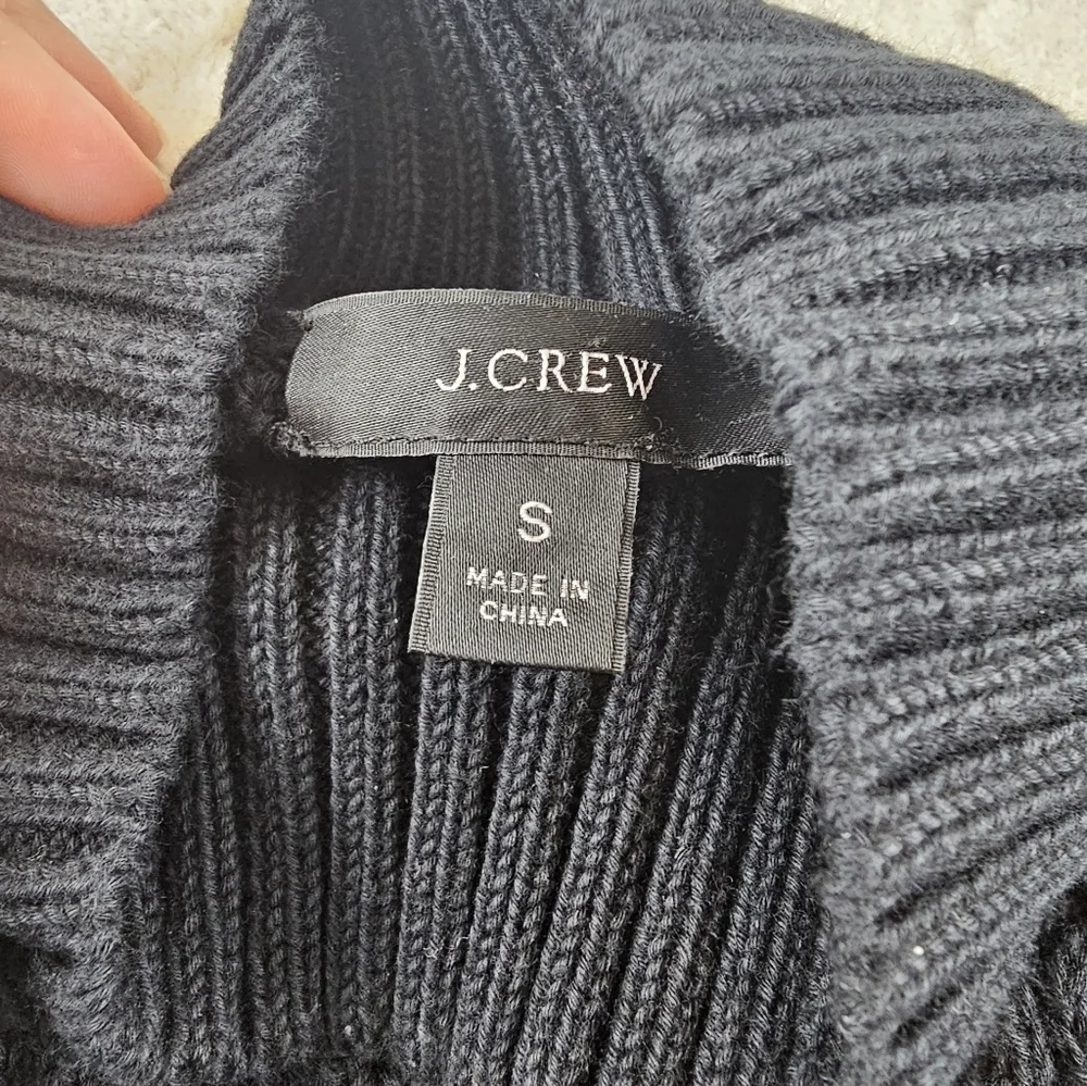 J.Crew Swingy Cable Knit Mockneck Sweater Womens Small Black Pull Over